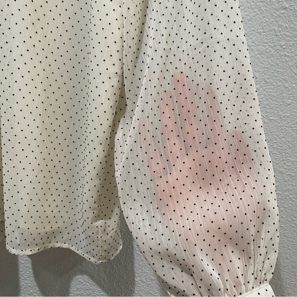 Loft Ivory Blouse with Black Polka Dot. SML - Picture 9 of 11